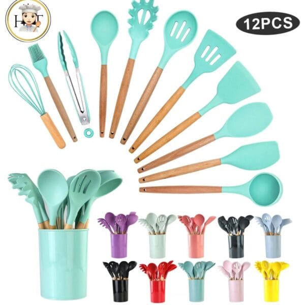 SET DE UTENSILIOS DE COCINA EN SILICONA 12 PCS