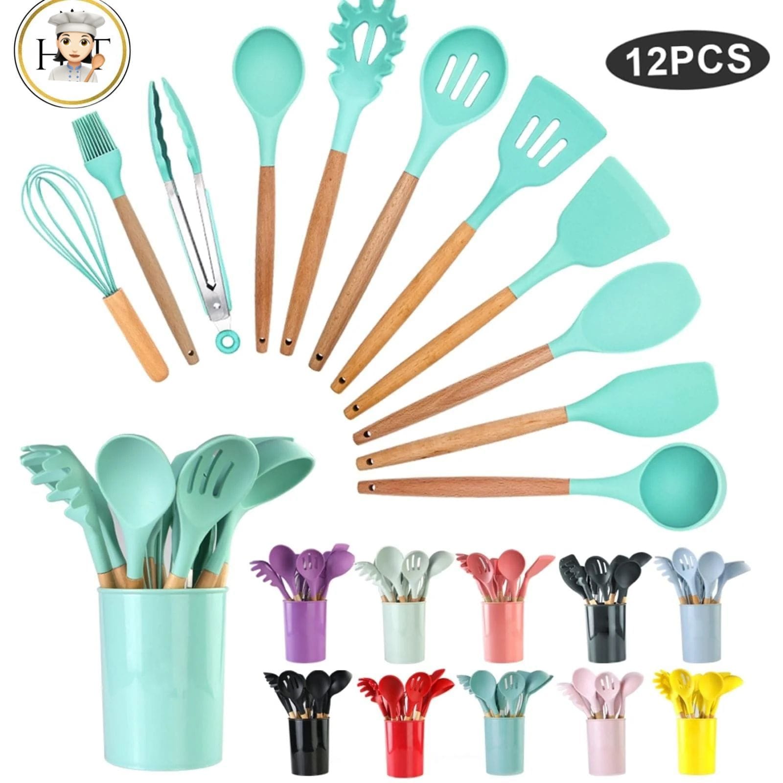 SET DE UTENSILIOS DE COCINA EN SILICONA 12 PCS