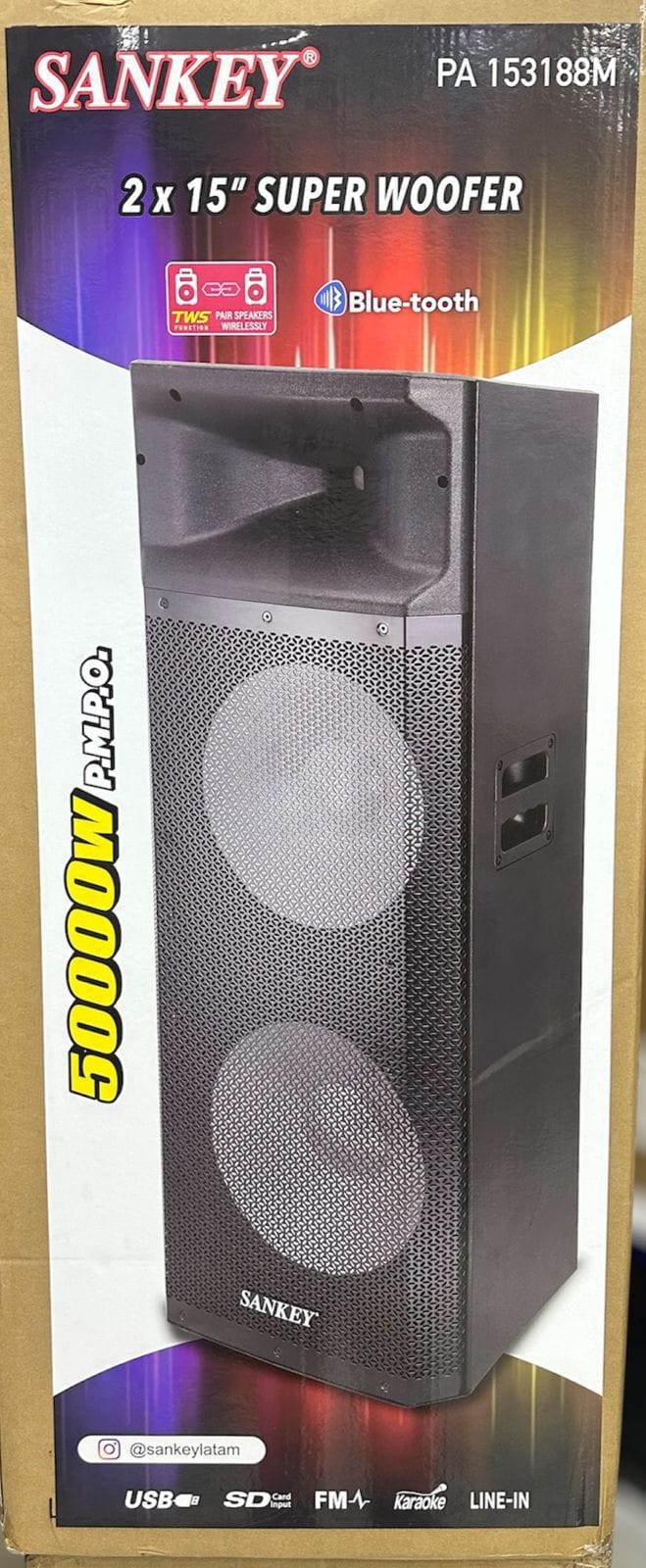 cabina doble 15" de sonido profesional sankey