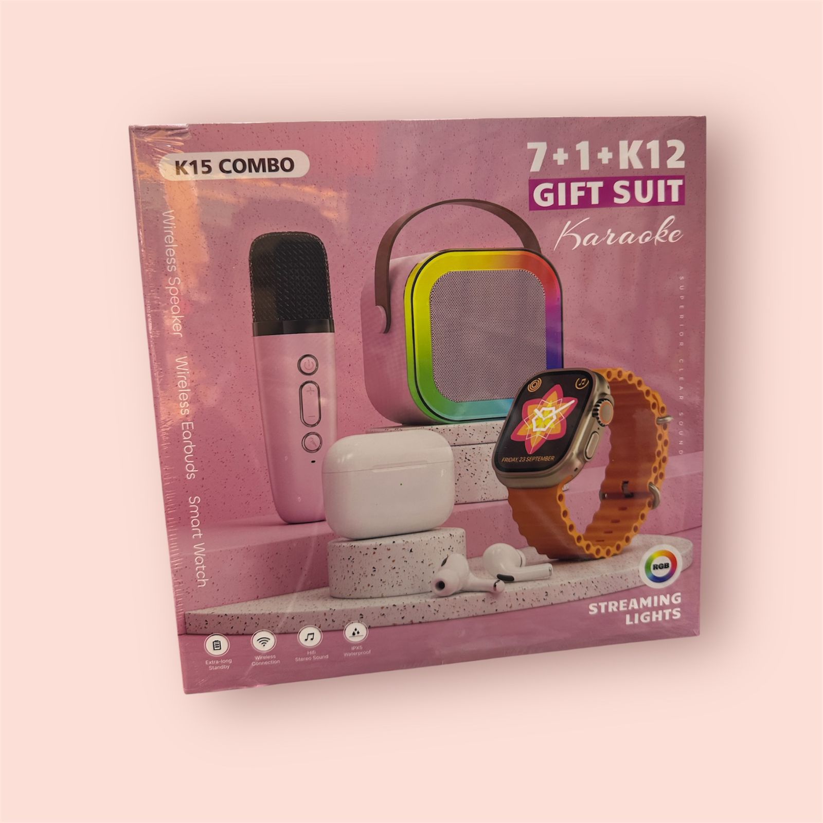 k15 speaker karaoke + reloj ultra + airpods pro 2